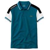 Zinc Blue Lacoste Panel Polo T-Shirt!